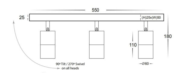 3A Lighting 3 Lights Bar Adjustable (2143) - Image 4