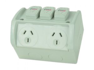 Tesla Double Weatherproof GPO Power Point with Extra Switch