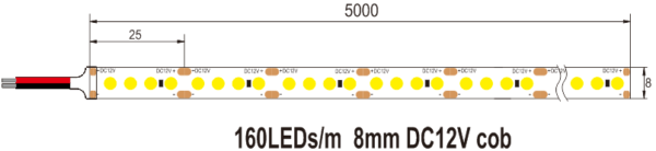 3A Lighting COB LED STRIP 5M DC 12V IP65 with Driver (STRIP-160D COB 12V IP65 5M) - Image 2