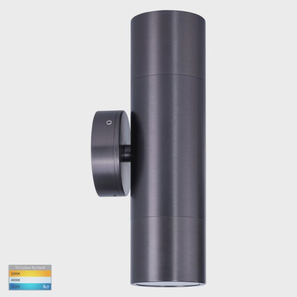 Havit Lighting Tivah Solid Brass Graphite Coloured TRI Colour Up & Down Wall Pillar Lights (HV1075T-HV1077T)