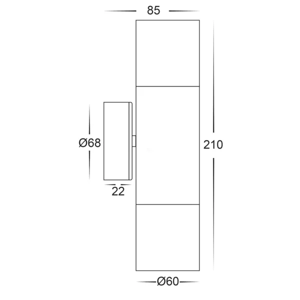 Havit Lighting Tivah Solid Brass Graphite Coloured TRI Colour Up & Down Wall Pillar Lights (HV1075T-HV1077T) - Image 2