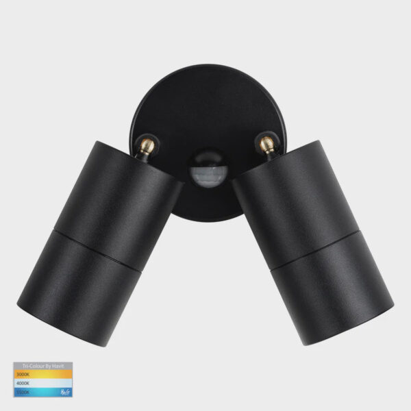 Havit Lighting Tivah Aluminium Black TRI Colour Double Adjustable Spot Lights with Sensor (HV1325T-PIR | HV1326T-PIR)