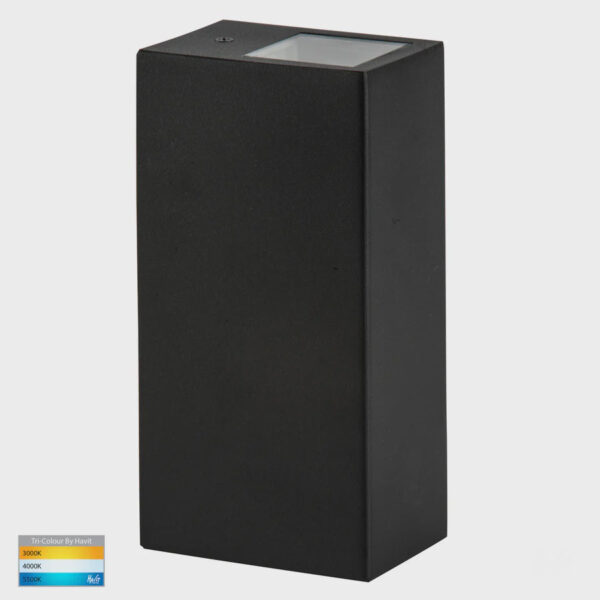 Havit Lighting Veldi Black Square TRI Colour Up & Down Wall Light