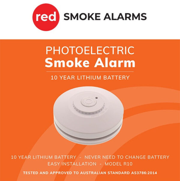 Red Smoke Alarms 10 year battery stand-alone smoke alarm (R10)