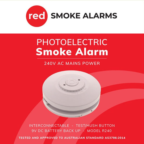 Red Smoke Alarms 240V Smoke Alarm with 9V Backup (R240)
