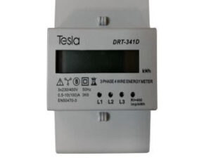 Tesla 3 Phase 4 wires DIN Rail Energy Meter LCD Display (KWHDRT-341)